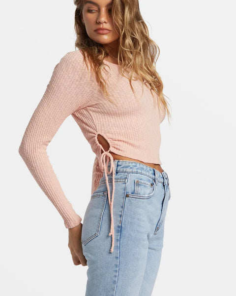 Billabong Womens Shirt Its A Vibe Long Sleeve Cropped Top