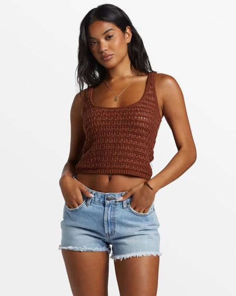 Billabong Womens Tank Top Hot Shot Crochet