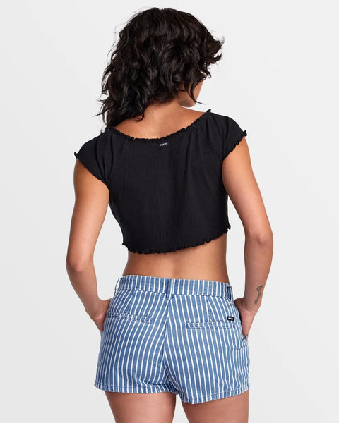 RVCA Womens Shirt Delilah Off The Shoulder Crop