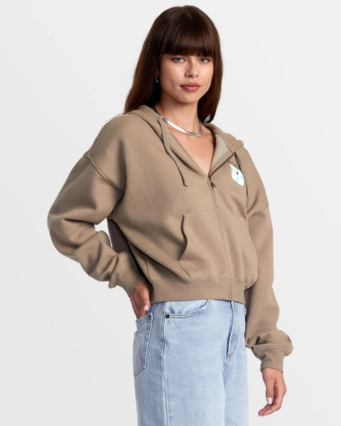 RVCA Womens Sweatshirt Court Zip-Up Hoodie