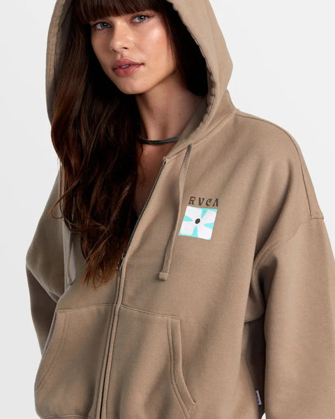 RVCA Womens Sweatshirt Court Zip-Up Hoodie