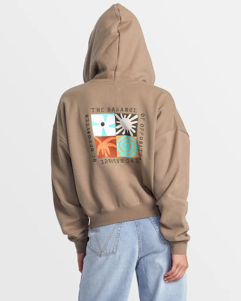 RVCA Womens Sweatshirt Court Zip-Up Hoodie