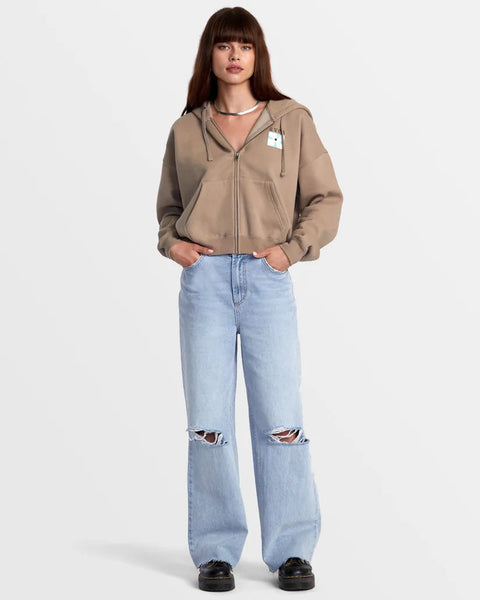 RVCA Womens Sweatshirt Court Zip-Up Hoodie