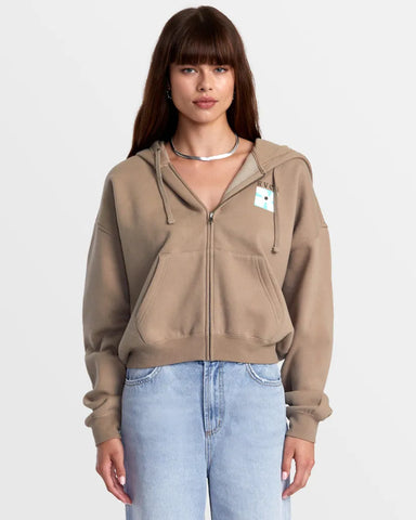 RVCA Womens Sweatshirt Court Zip-Up Hoodie