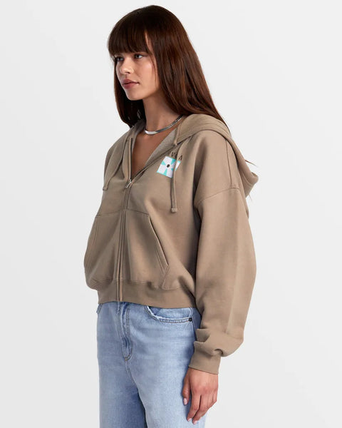 RVCA Womens Sweatshirt Court Zip-Up Hoodie