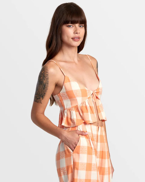 RVCA Womens Tank Top Bridgette Peplum Crop Top