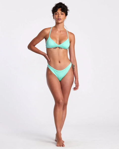 RVCA Womens Bikini Top Solid Shimmer Crossback Triangle