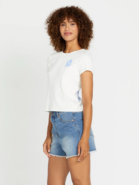 Volcom Womens Shorts Stone Step High Rise Denim