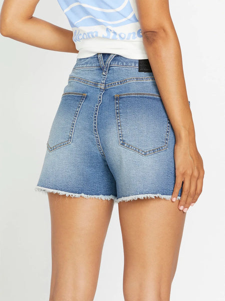 Volcom Womens Shorts Stone Step High Rise Denim