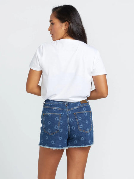 Volcom Womens Shorts Stone Step High Rise Denim