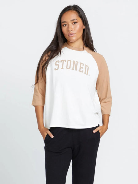 Volcom Womens Shirt Pitch It To Me 3/4 Sleeve Raglan