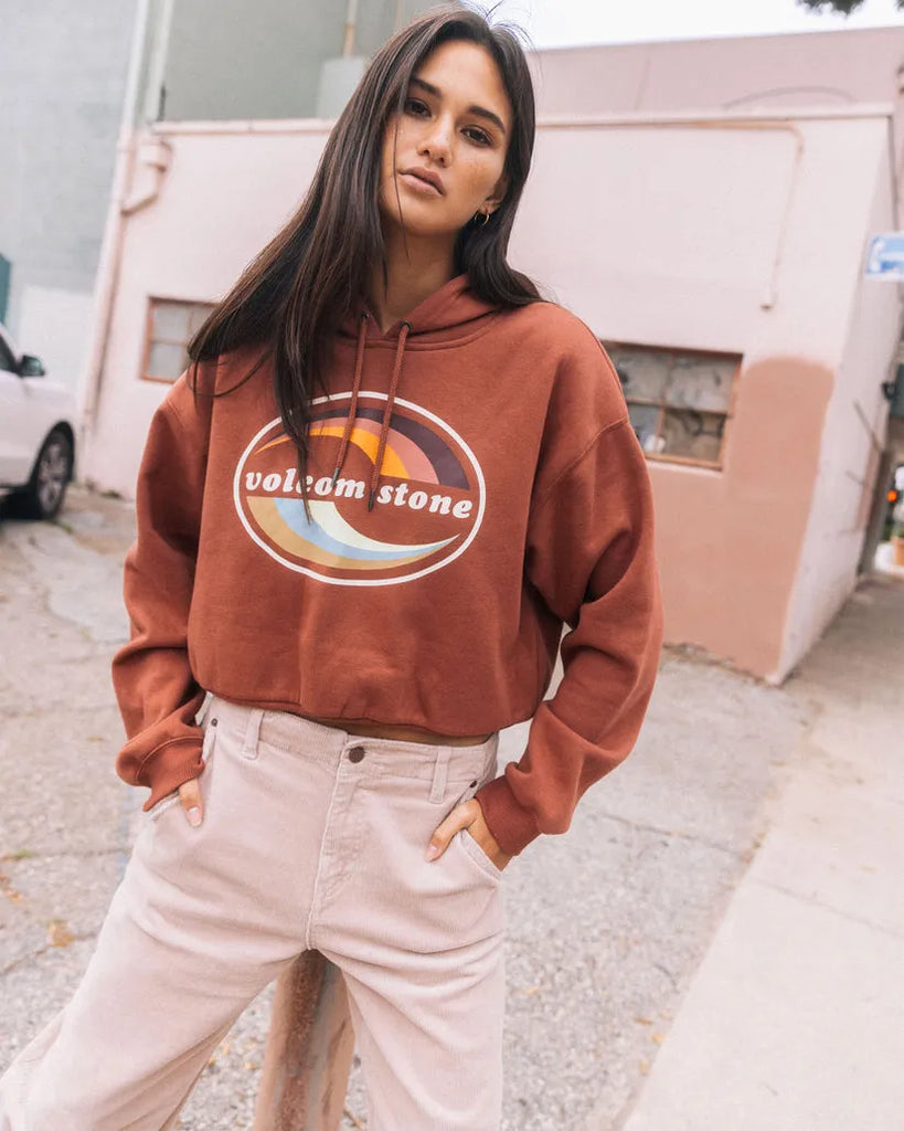 Volcom Women s Good Things Fleece Pullover Hoodie Chestnut Brown M