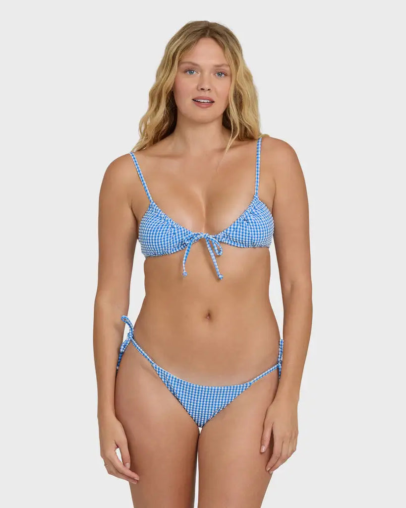 Billabong Womens Bikini Bottoms Mini Wave Check Tie-Side Tanga