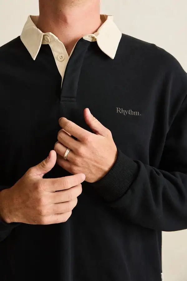 Rhythm Mens Shirt Vintage Rugby Polo