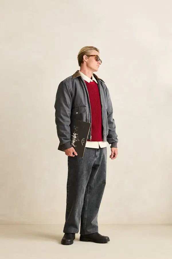 Rhythm Mens Jacket Washed Canvas Bomber