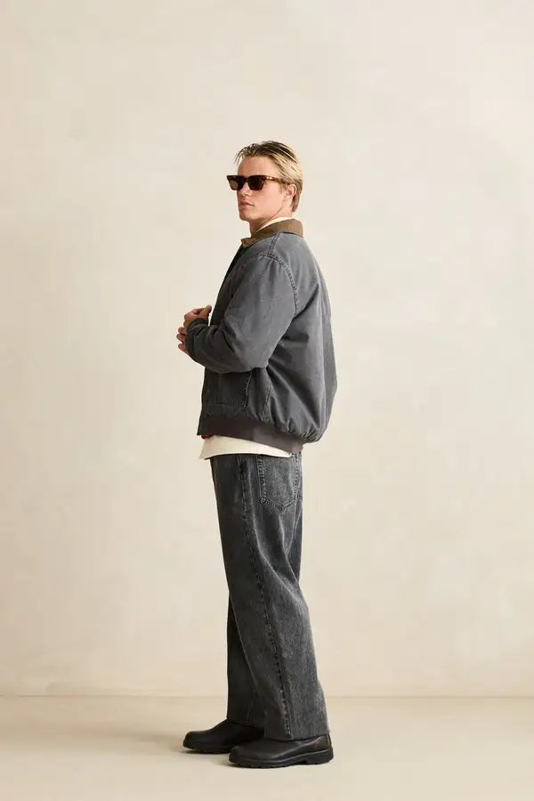 Rhythm Mens Jacket Washed Canvas Bomber