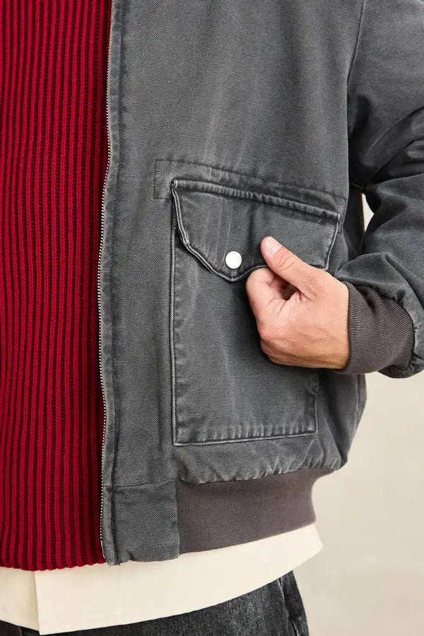 Rhythm Mens Jacket Washed Canvas Bomber
