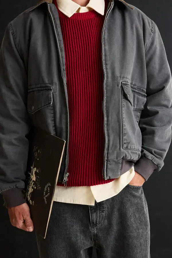 Rhythm Mens Jacket Washed Canvas Bomber