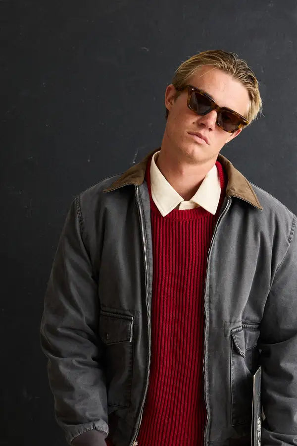 Rhythm Mens Jacket Washed Canvas Bomber