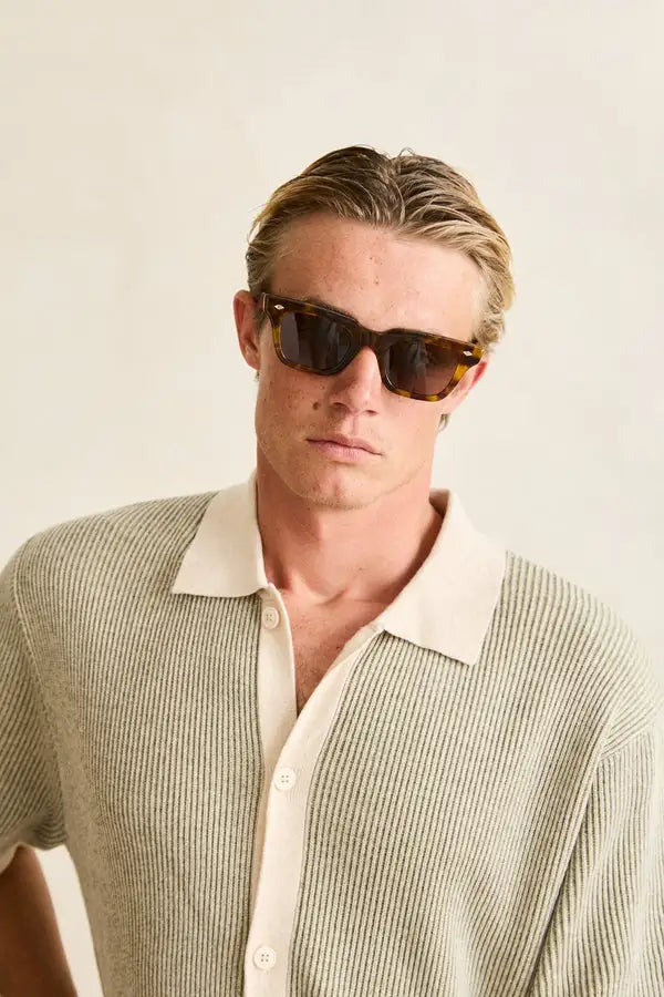 Rhythm Mens Knit Hi Lo Knit Button Up