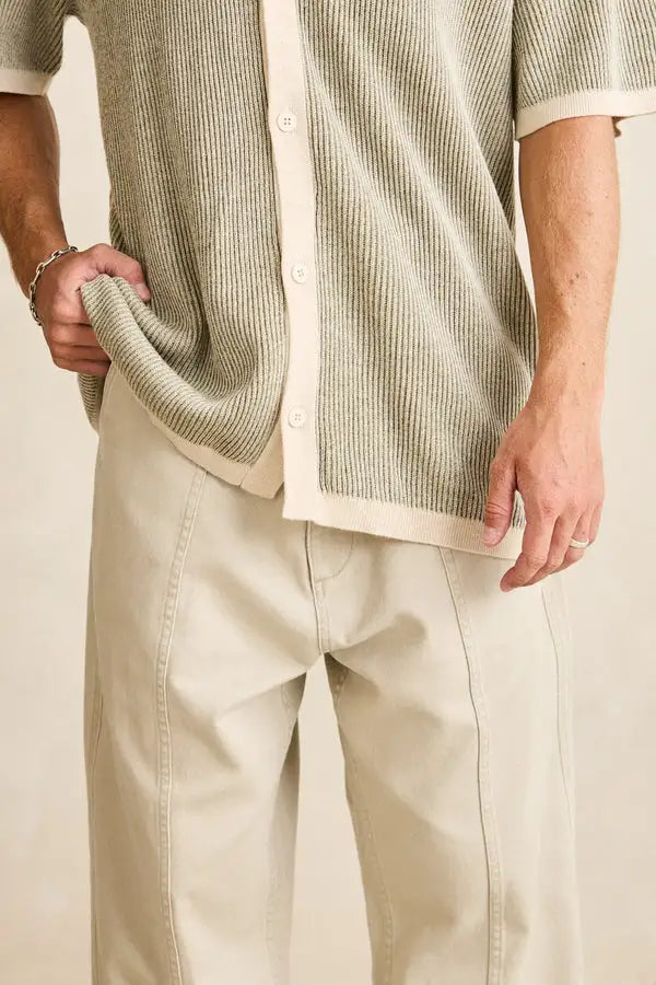 Rhythm Mens Knit Hi Lo Knit Button Up