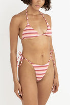 Rhythm Womens Bikini Bottoms Ibiza Stripe Rib Tie Side Hi Cut