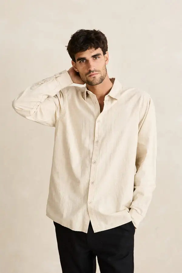 Rhythm Mens Shirt Classic LS Linen