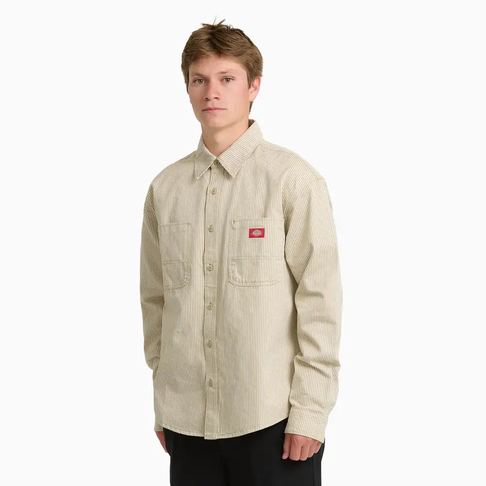 Dickies Mens Shirt Hickory Long Sleeve Work Shirt