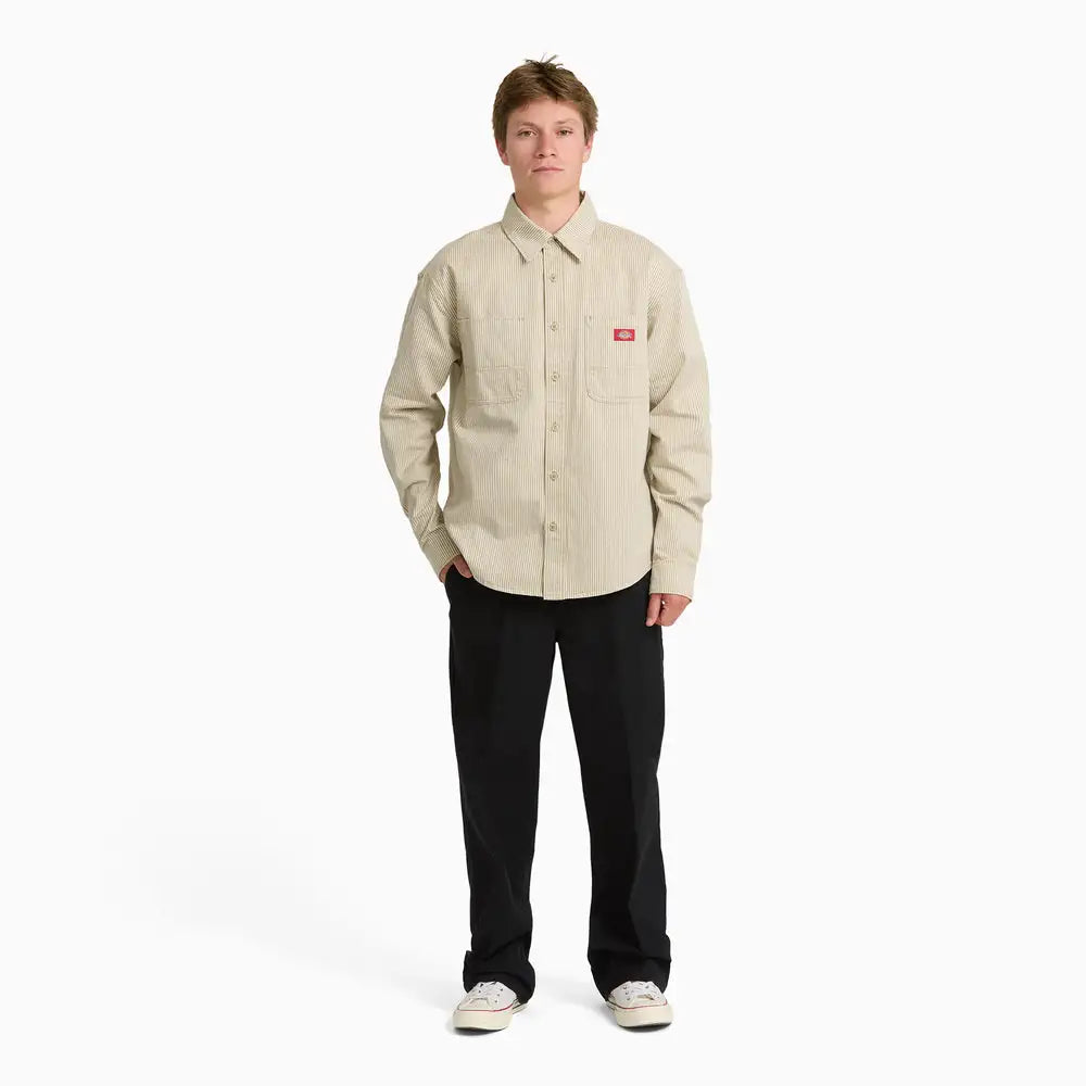 Dickies Mens Shirt Hickory Long Sleeve Work Shirt