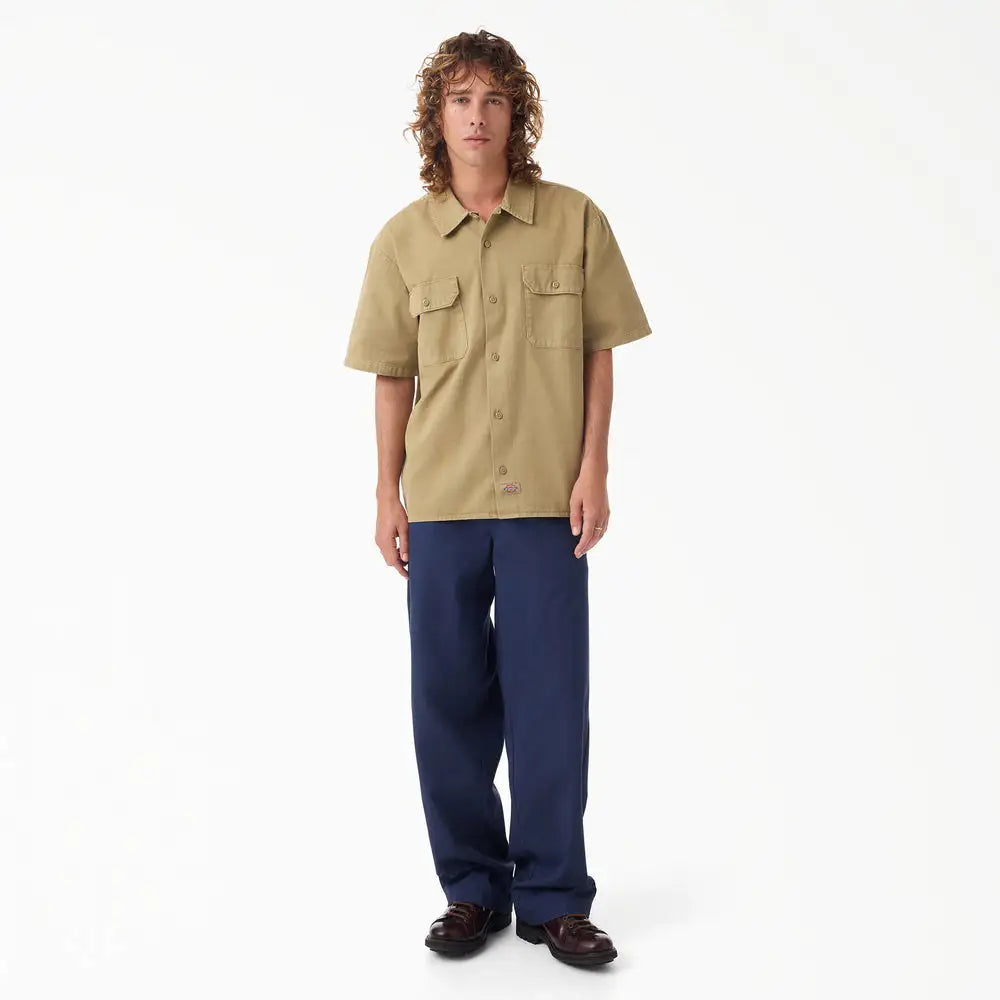 Dickies Mens Woven Worn In Solid Work Shirt