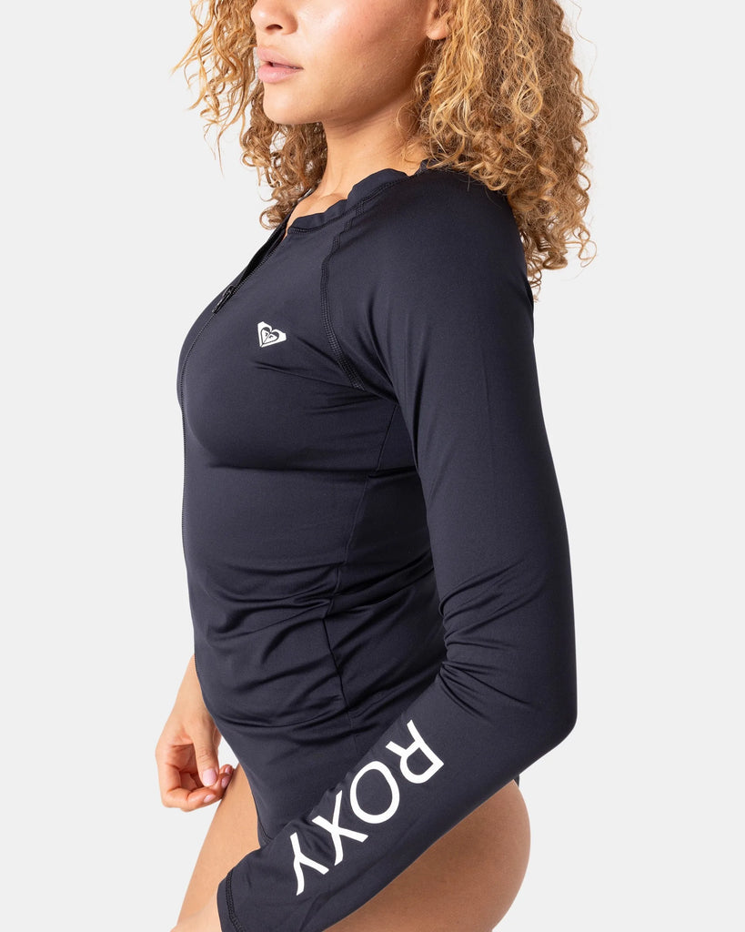 Roxy Womens Rashguard New Essentials Long Sleeve Zipped Lycra