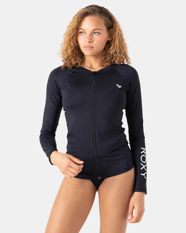 Roxy Womens Rashguard New Essentials Long Sleeve Zipped Lycra