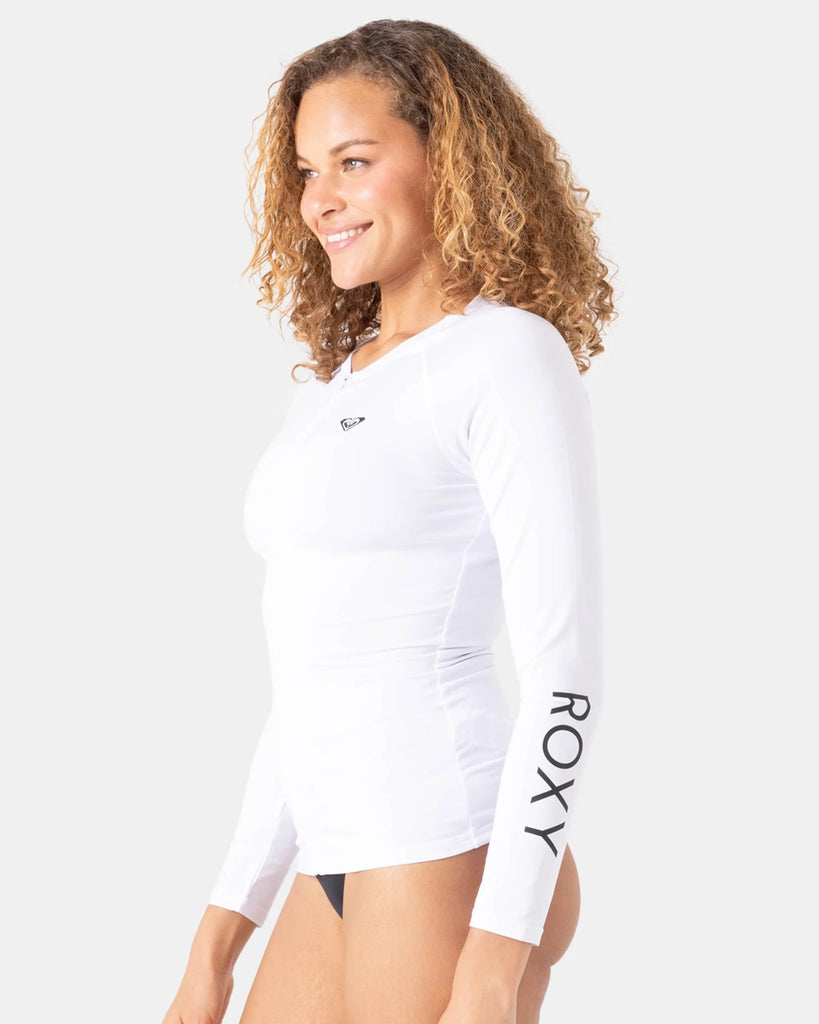 Roxy Womens Rashguard New Essentials Long Sleeve Zipped Lycra