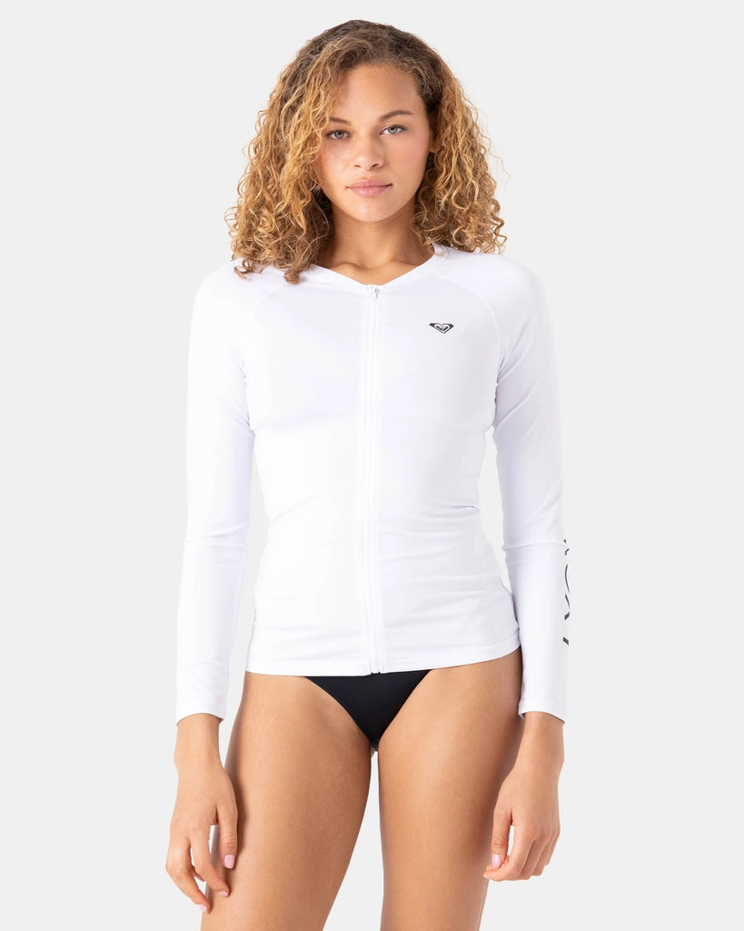 Roxy Womens Rashguard New Essentials Long Sleeve Zipped Lycra