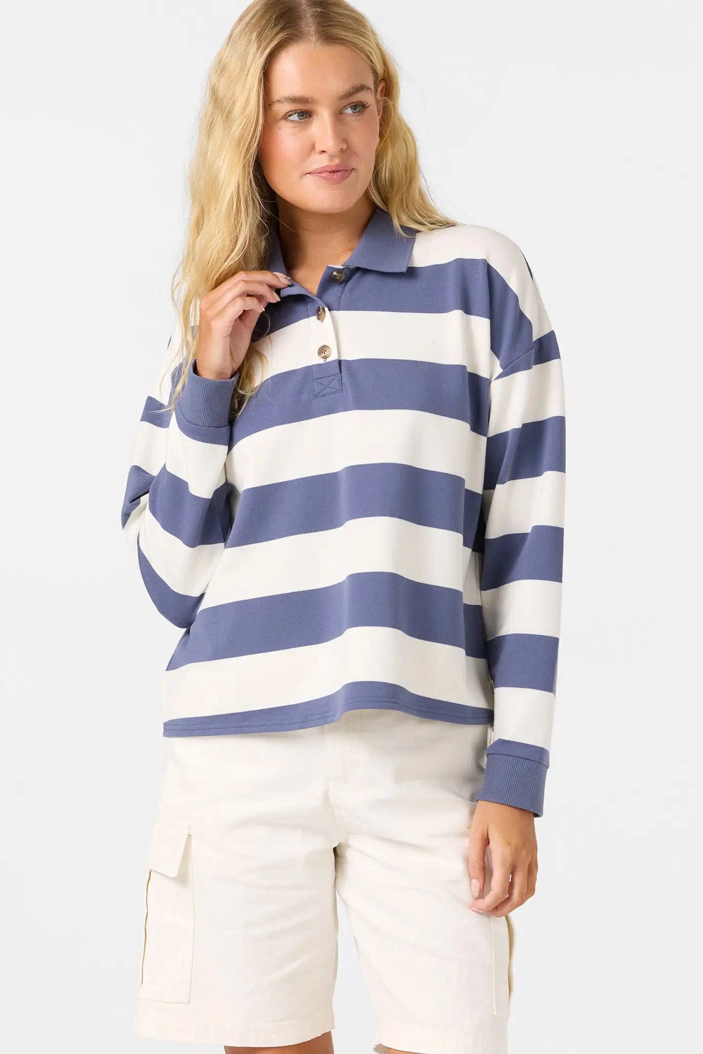 Oneill Womens Shirt O'Riginals Kyra Long Sleeve Crop Polo Top