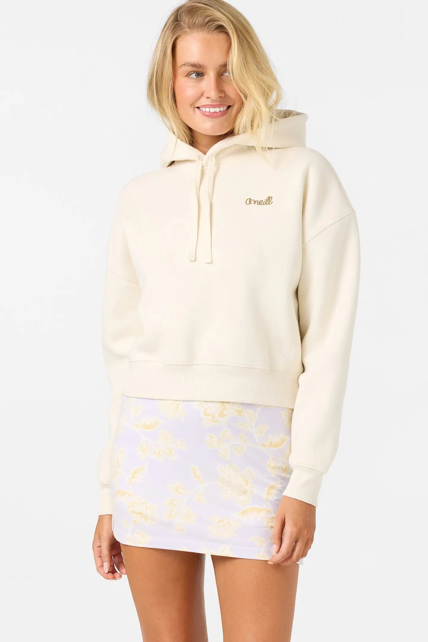Oneill Womens Sweatshirt Arden Cropped Hoodie Pullover Fleece