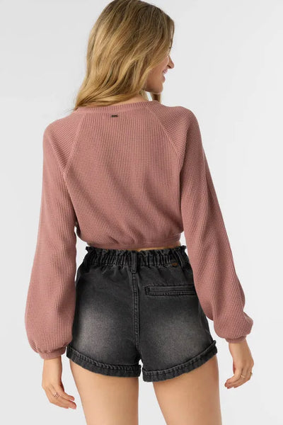 Oneill Womens Sweatshirt Tour Waffle Knit Slouchy Top