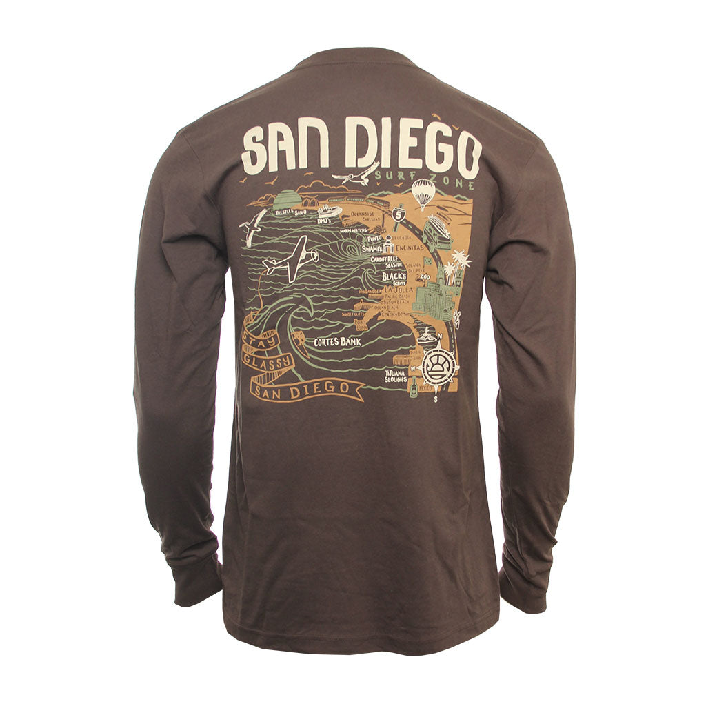 Hansen Mens Shirt San Diego Map Long Sleeve
