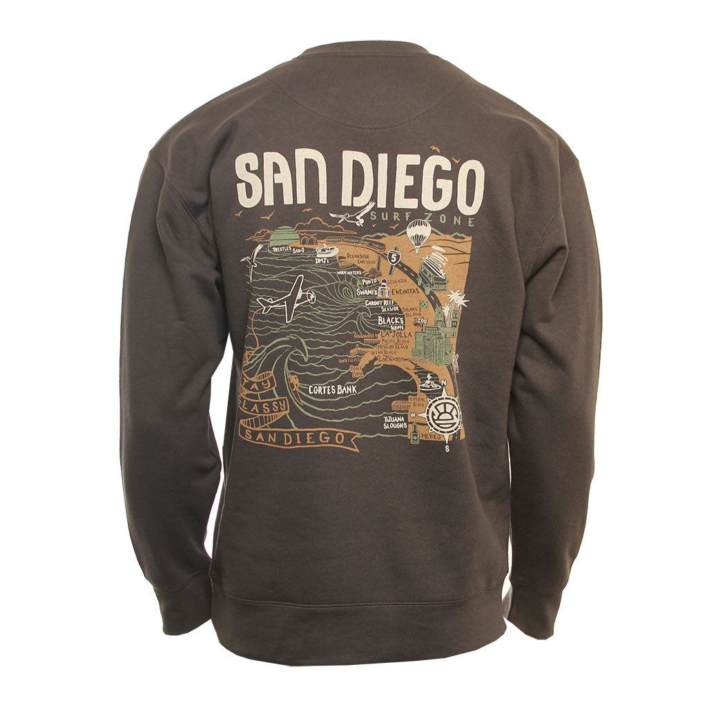 Hansen Mens Sweatshirt San Diego Map Crew