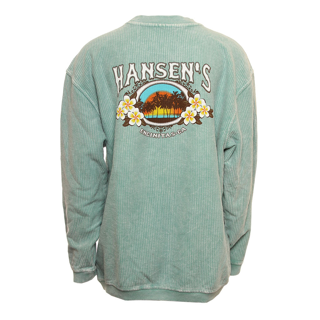 Hansen Womens Sweatshirt Paradise Palms Corded Crew