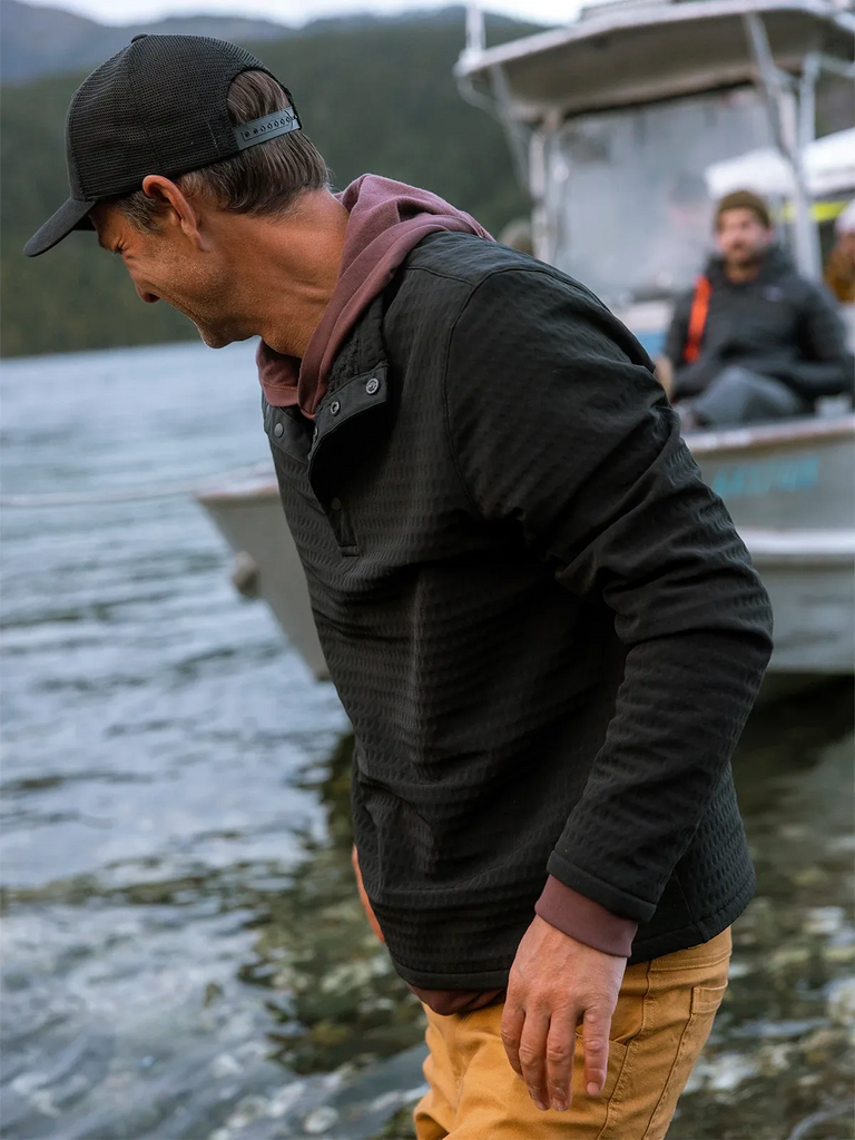 Free Fly Mens Sweatshirt Gridback Fleece Snap Pullover