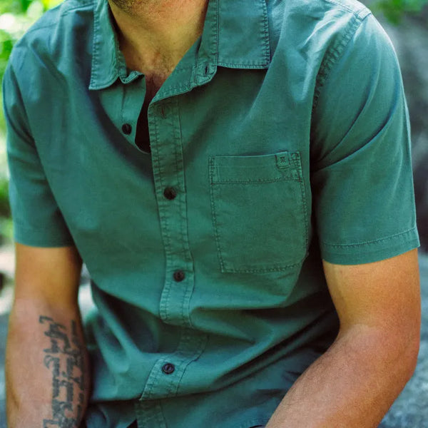 Roark Revival Mens Woven Made To Fade Short Sleeve Button Up Shirt