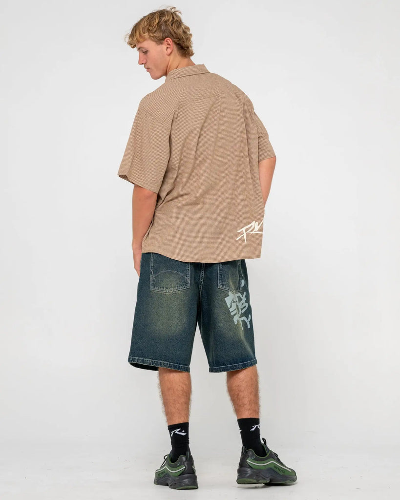 Rusty Mens Woven Hoodus Check