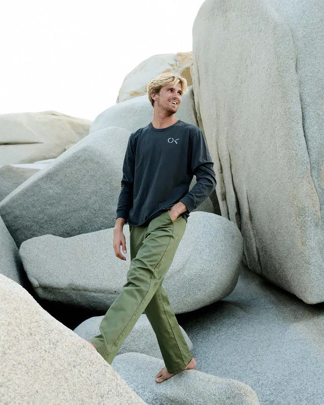 Outerknown Mens Shirt OK Stencil Long Sleeve