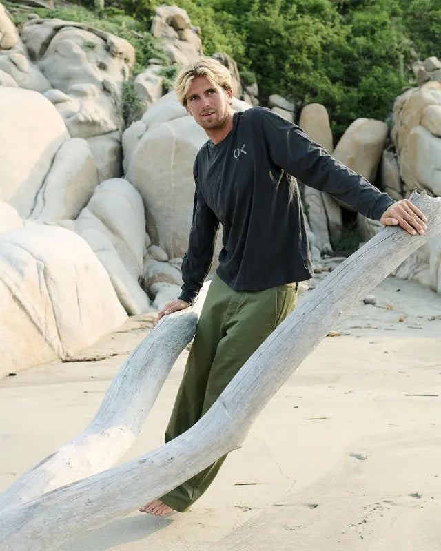 Outerknown Mens Shirt OK Stencil Long Sleeve