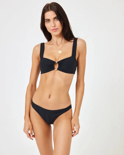 L*Space Womens Bikini Top Pointelle Rib Willow