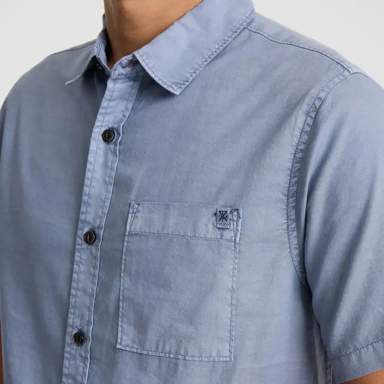 Roark Revival Mens Woven Made To Fade Short Sleeve Button Up Shirt