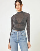L*Space Womens Shirt Shimmer Long Sleeve