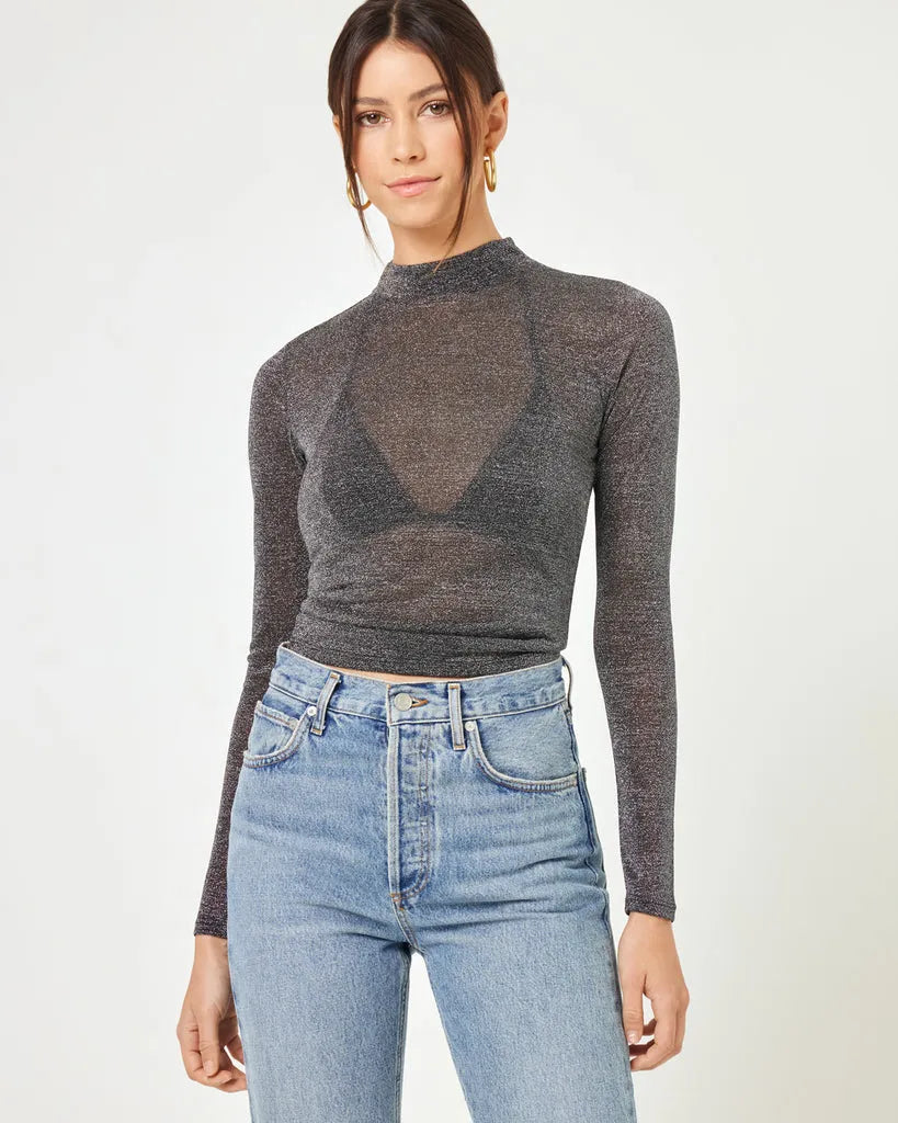 L*Space Womens Shirt Shimmer Long Sleeve