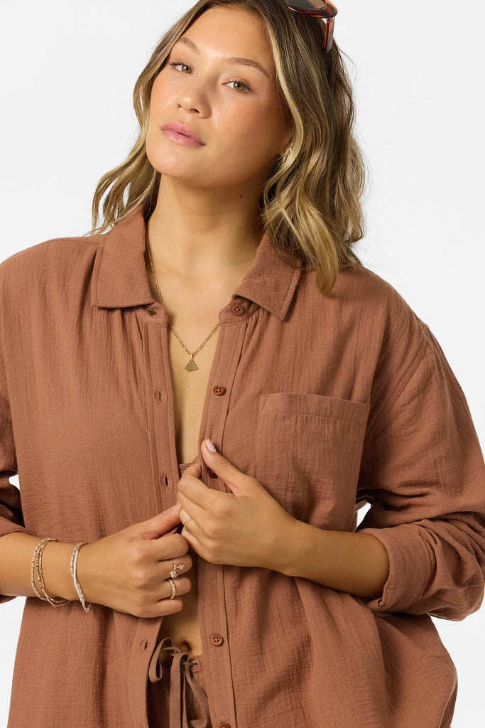 Oneill Womens Shirt Leni Relaxed Long Sleeve Top